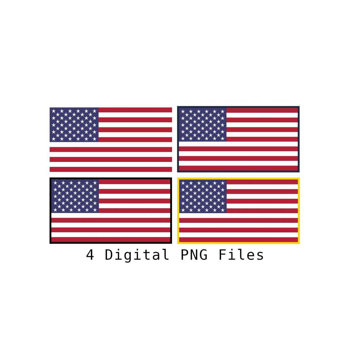 American Flag PNG Bundle – 4 High-Resolution Files for Print, Stickers & Crafts